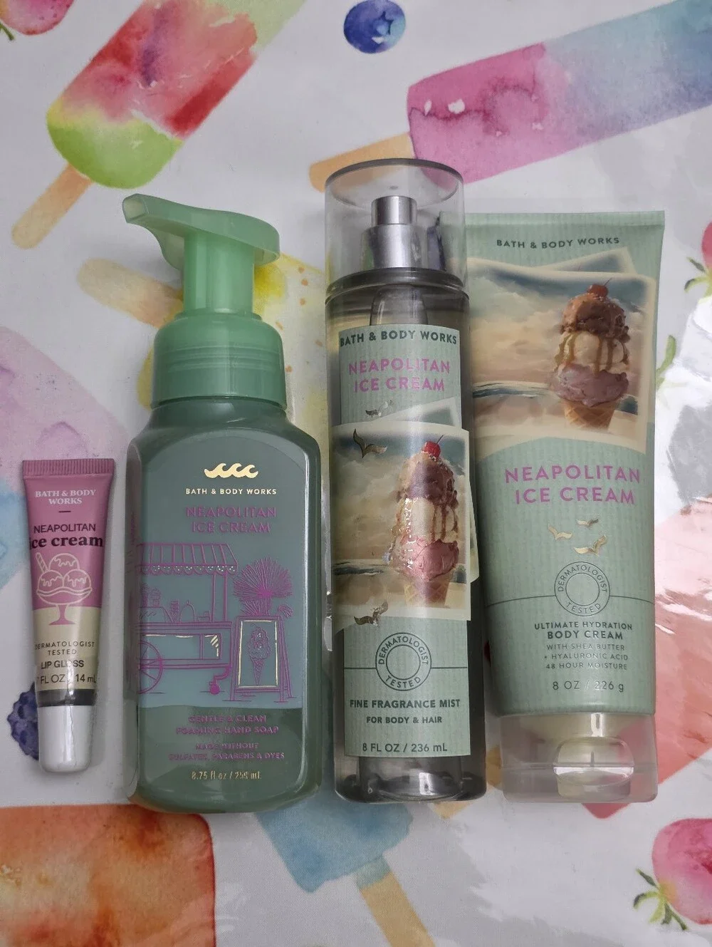 Bath & Body Works Neapolitan Ice Cream Set 4 Piece NEW